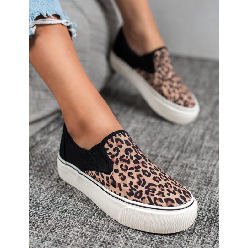 SHELOVET Gefleckte Slipons schwarz mehrfarbig 1