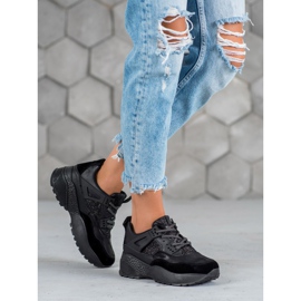 SHELOVET Schwarze Moro-Turnschuhe 1