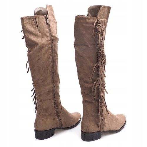Warme Wildleder Boho Stiefel B13H Khaki mehrfarbig grün 1