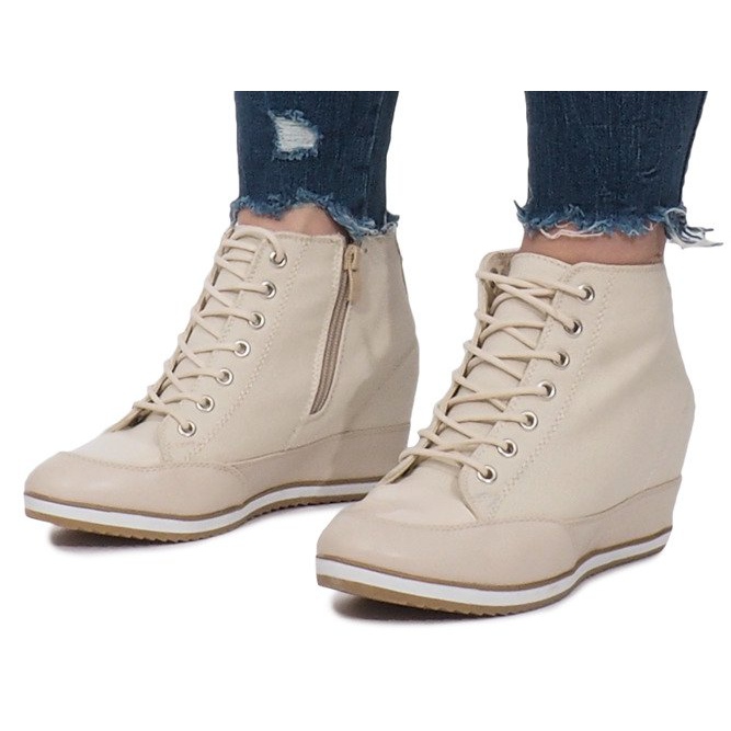 Beige Keil Turnschuhe Capucine Material 1