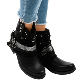 Schwarze isolierte Stiefel reich verziert 17103-1A 1