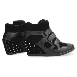Sneakers mit Keilabsatz und Nieten 4515 Schwarz 1
