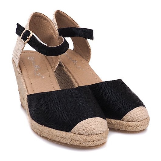 Sandalen Wedges Espadrilles Stiefel A198-3 Schwarz 1