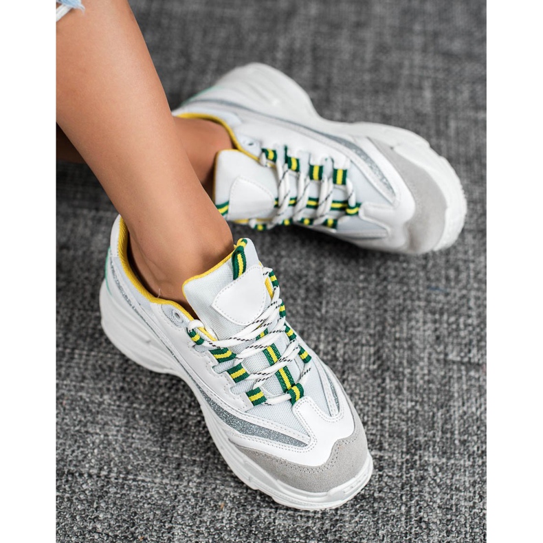 SHELOVET Weiße Sneaker mit Glitzer 1