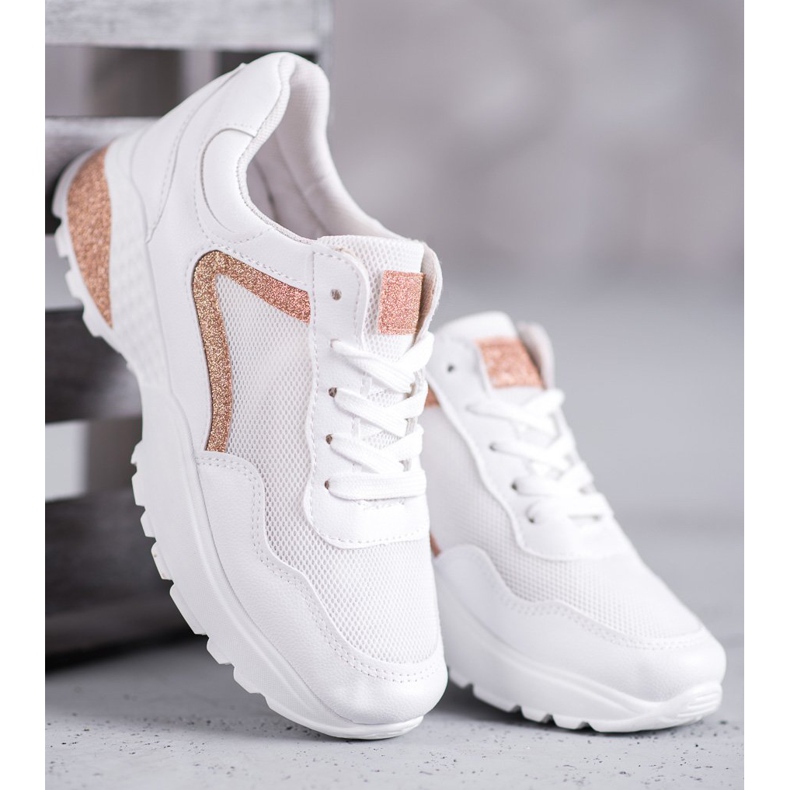 SHELOVET Sportschuhe mit Glitzer weiß 1