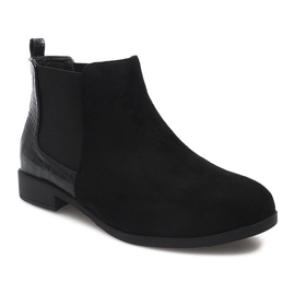 Wildleder Booties mit Lederelementen 99-225 Schwarz 2