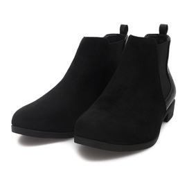 Wildleder Booties mit Lederelementen 99-225 Schwarz 1