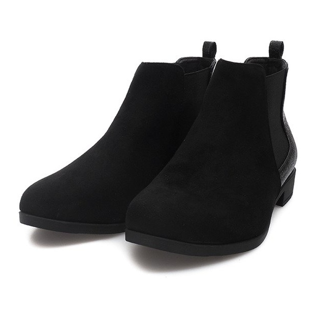 Wildleder Booties mit Lederelementen 99-225 Schwarz 1