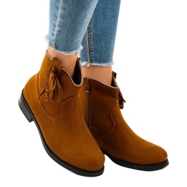 Camel flache Damenstiefel mit Fransen YS476 braun 1