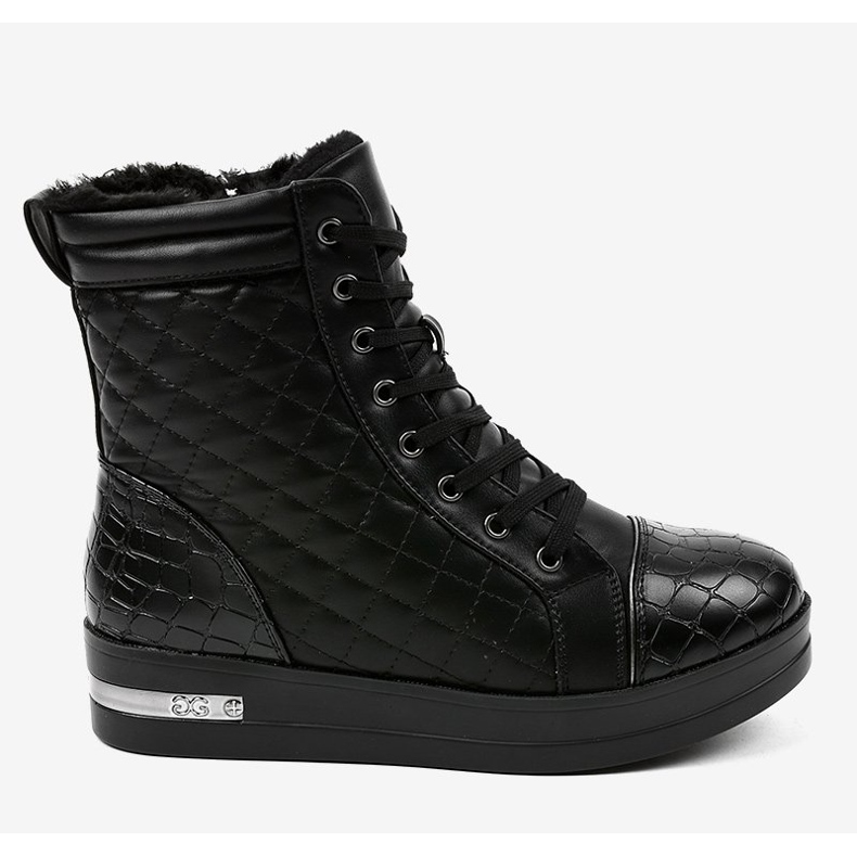 Schwarze isolierte Sneakers mit Reißverschluss 9015-1 2