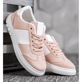 Emaks Sneakers mit Strasssteinen weiß rosa 2