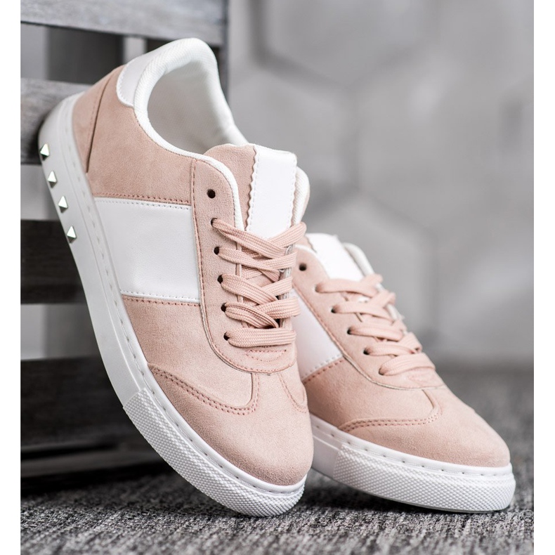 Emaks Sneakers mit Strasssteinen weiß rosa 2