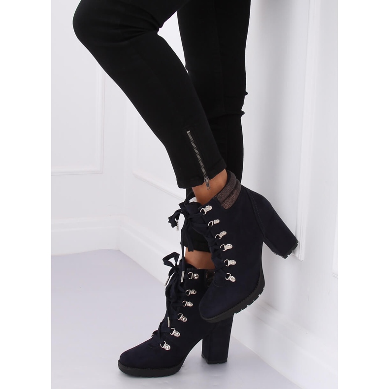 Marineblaue Holzstiefel 8992 Blau navy blau 2