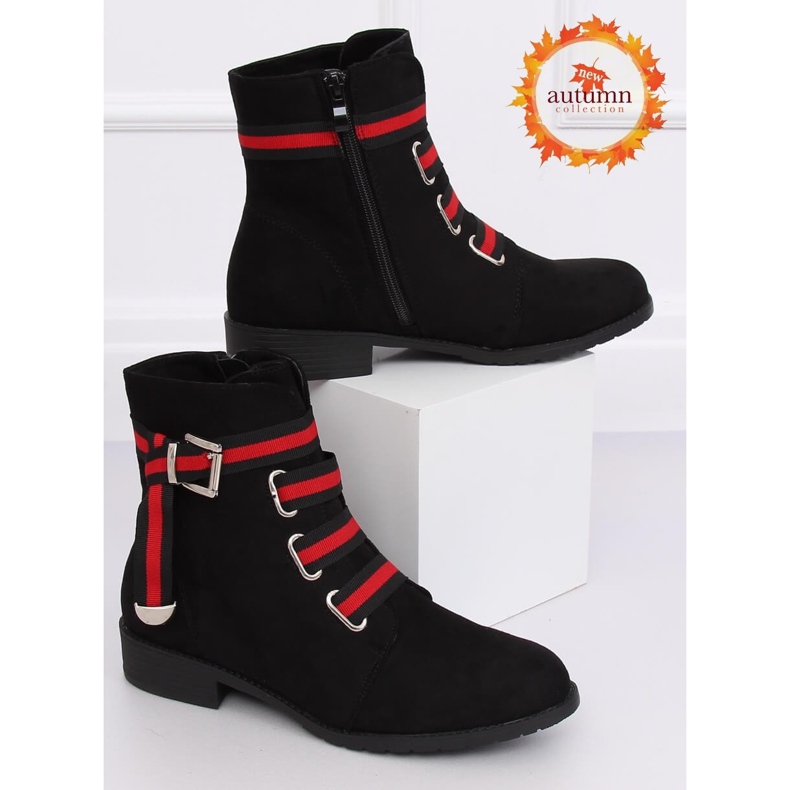Schwarze flache schwarze Damenstiefel 1706 Black 1