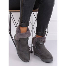 Graue knöchelhohe Sneakers mit Fell W19-29 Grau 1