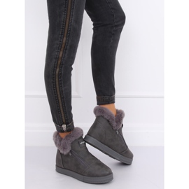 Graue knöchelhohe Sneakers mit Fell W19-29 Grau 2