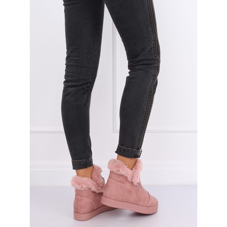 Pinke knöchelhohe Sneakers mit Fell W19-29 Pink rosa 2