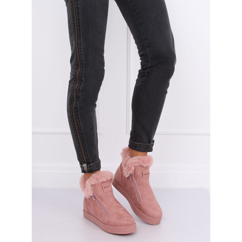Pinke knöchelhohe Sneakers mit Fell W19-29 Pink rosa 1