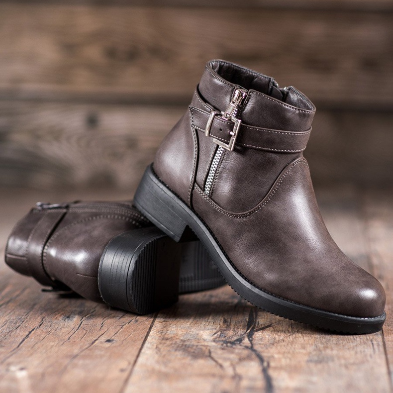 Abloom Graue Stiefeletten aus Öko-Leder 1