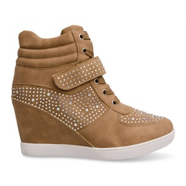 Sneakers Sneakers auf Keilstiefeln 3188 Khaki mehrfarbig grün 1