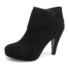 Elegante Stiefel auf High Heel Spitze 6-67 Schwarz 2