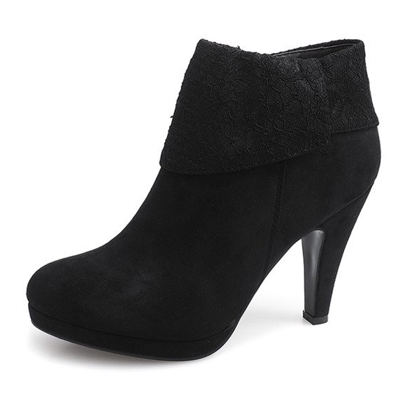 Elegante Stiefel auf High Heel Spitze 6-67 Schwarz 2