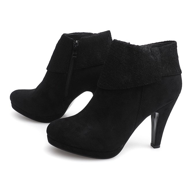 Elegante Stiefel auf High Heel Spitze 6-67 Schwarz 1