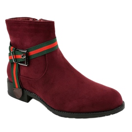 Maroon Wildlederstiefel am Pfosten mit Schnalle 6119 rot 1