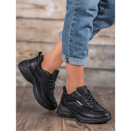 SHELOVET Glänzende Sportschuhe schwarz 1