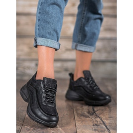 SHELOVET Glänzende Sportschuhe schwarz 2