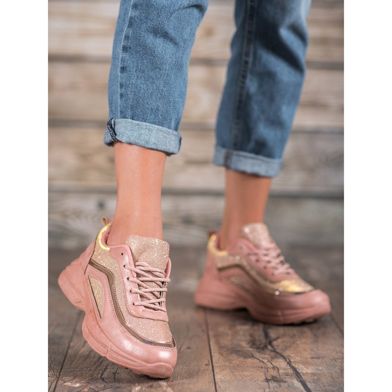SHELOVET Glänzende Sportschuhe rosa 2