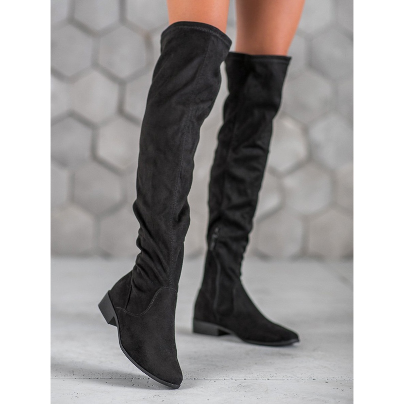 SHELOVET Overknee-Stiefel aus Wildleder schwarz 2