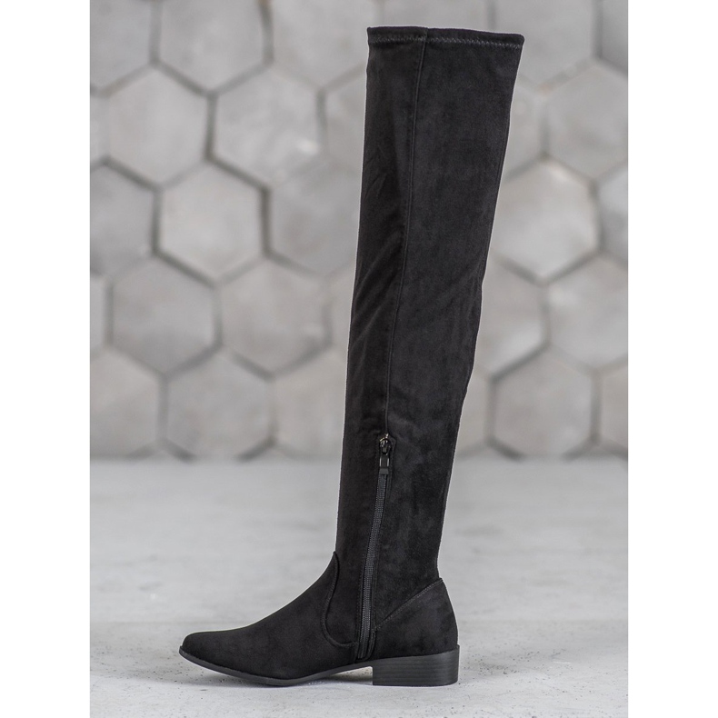 SHELOVET Overknee-Stiefel aus Wildleder schwarz 1