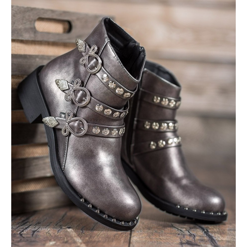 Forever Folie Stiefel mit Nieten grau 2
