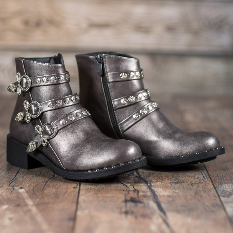 Forever Folie Stiefel mit Nieten grau 1