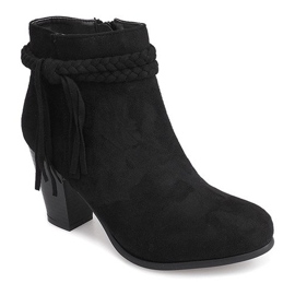 Wildleder Booties On a Bar Fringes B324 Schwarz 1