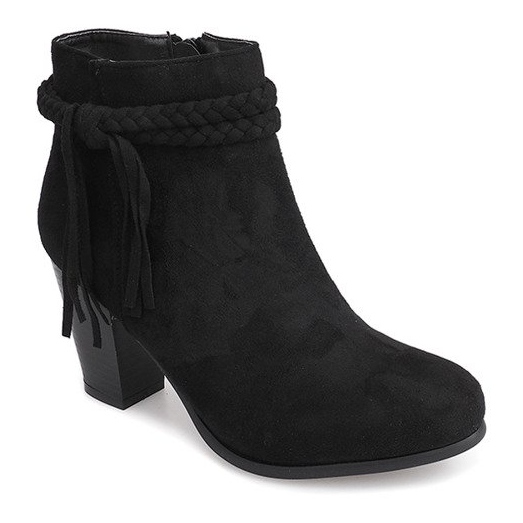 Wildleder Booties On a Bar Fringes B324 Schwarz 1