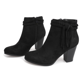 Wildleder Booties On a Bar Fringes B324 Schwarz 2
