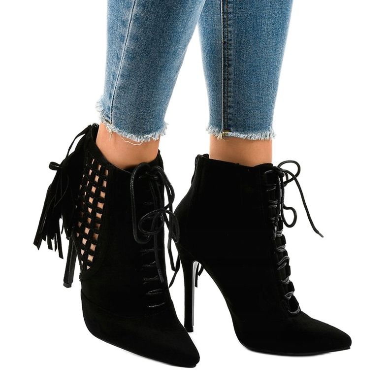 Schwarze, reich verzierte Stiefel 11047-1 1