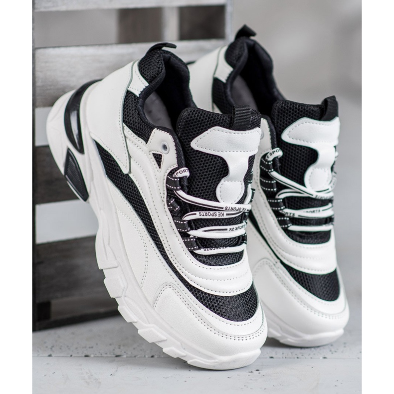 SHELOVET Mode-Turnschuhe weiß schwarz 2