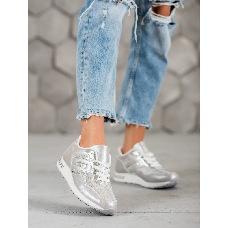 SHELOVET Sneakers mit Schlangenprint grau 1