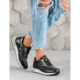 SHELOVET Sneakers mit Schlangenprint schwarz 2