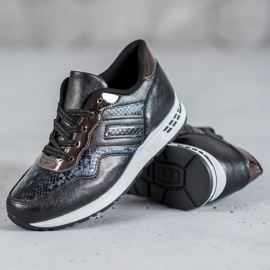 SHELOVET Sneakers mit Schlangenprint schwarz 1