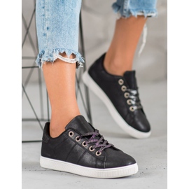 SHELOVET Sneakers mit Glitzer schwarz 2