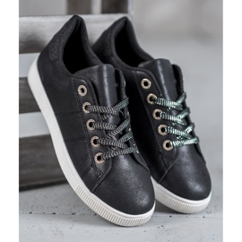 SHELOVET Sneakers mit Glitzer schwarz 1
