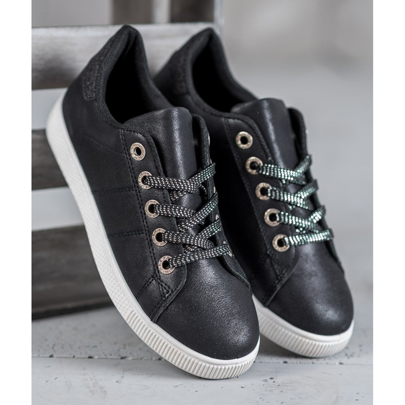 SHELOVET Sneakers mit Glitzer schwarz 1