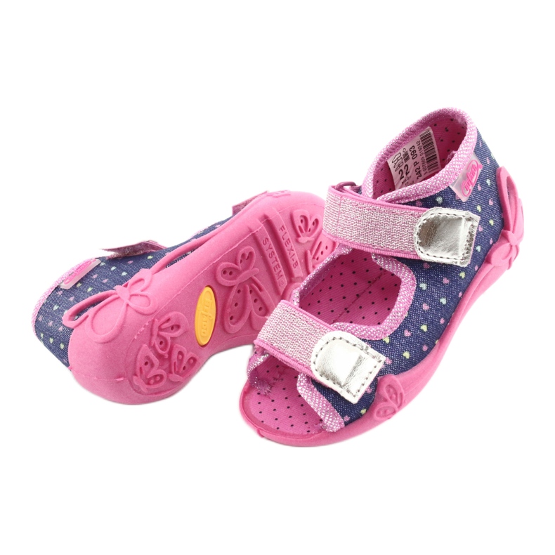 Befado Kinderschuhe 242P093 marineblau rosa grau 4