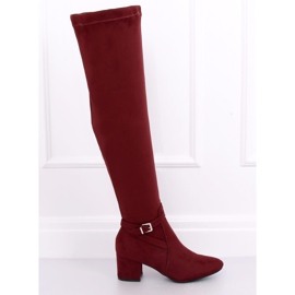 Overknee-Stiefel mit niedrigem Absatz YL-151 Wine rot 2