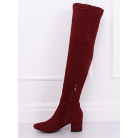 Overknee-Stiefel mit niedrigem Absatz YL-151 Wine rot 1
