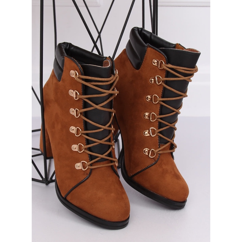 Braune Holzstiefel mit hohen Absätzen 995-29 Camel 2